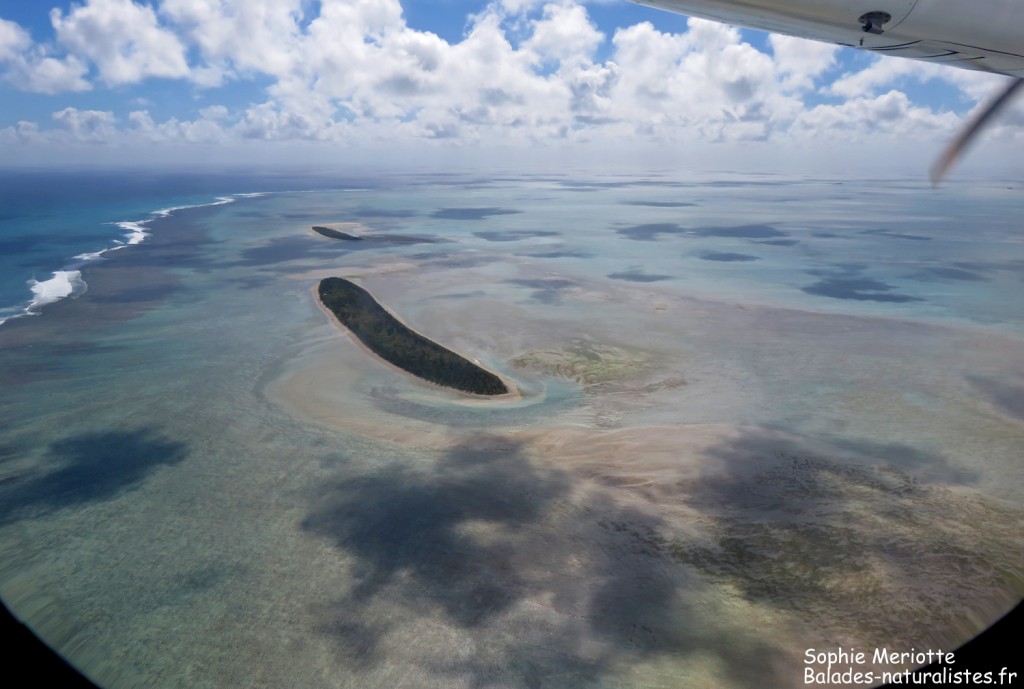 Ile aux Cocos au premier plan et plus loin l'île aux Sables vues du ciel