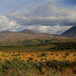 Arrivée dans le parc national du Tongariro dans la lumière du soir